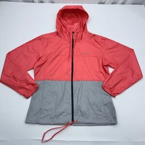 NWT Columbia Flash Forward Windbreaker Jacket Womens Medium Pink‎ Gray Packable